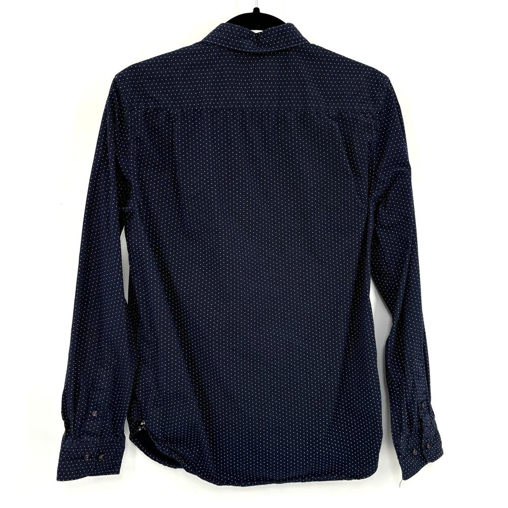 Denim & Flower Mens Blue Polka Dot Button Up Shirt Small Casual Preppy Cotton - Picture 2 of 11